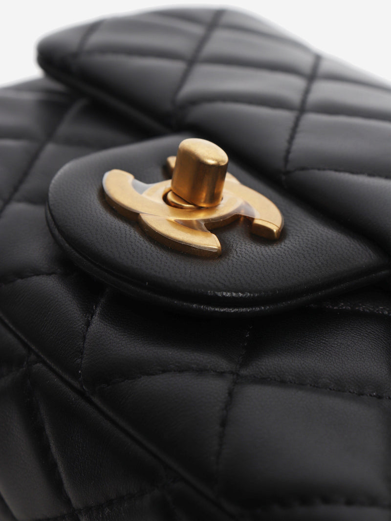 Black mini diamond-quilted lambskin Classic Single Flap bag