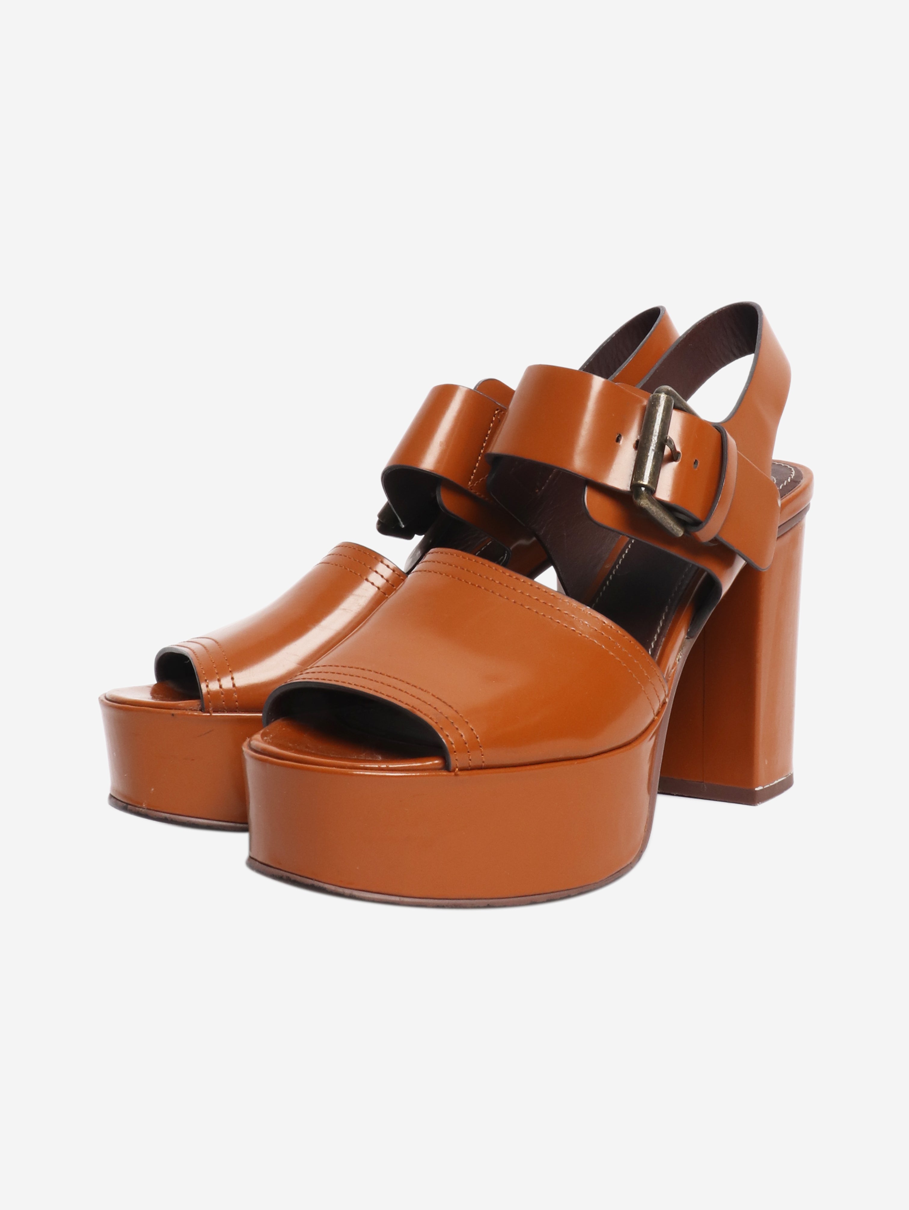 Tan platform sandals - size EU 38