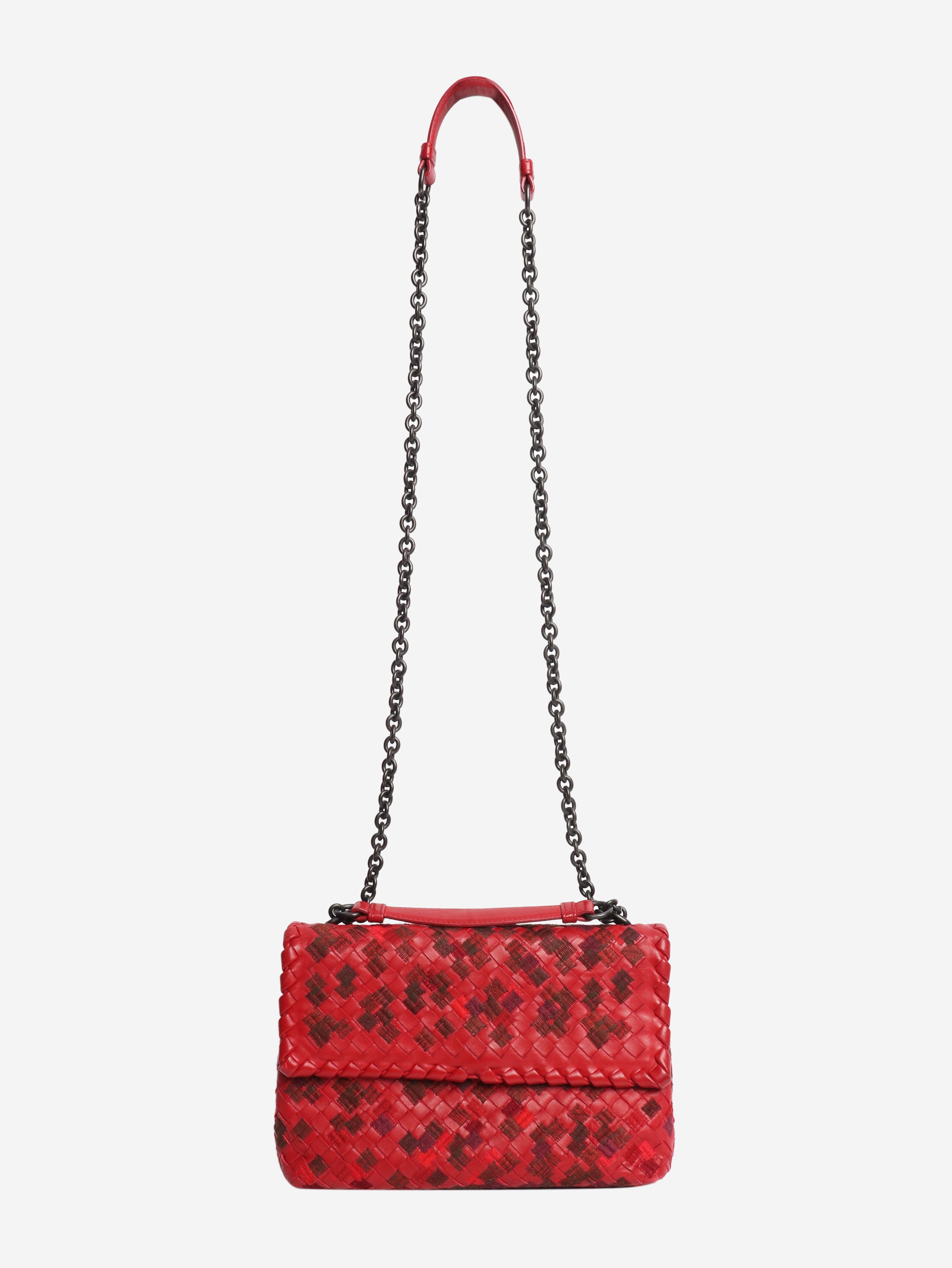 Red Intrecciato leather shoulder bag Shoulder bags Bottega Veneta 