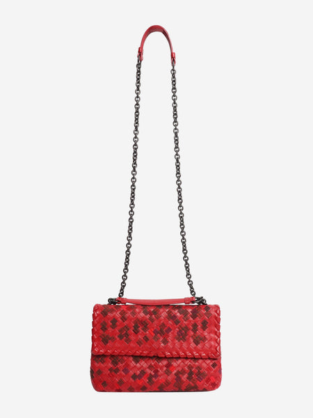 Red Intrecciato leather shoulder bag alternate image