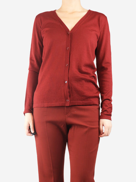Red thin knit cardigan - size UK 10 product image