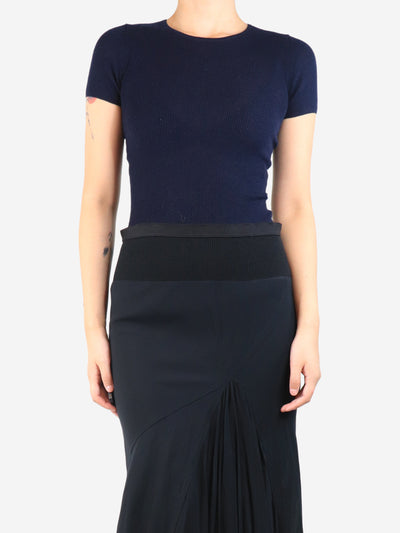 Navy blue short-sleeved cashmere ribbed top - size S Knitwear Joseph 
