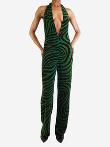 Ashish Green sequin embellished halterneck jumpsuit - size XS