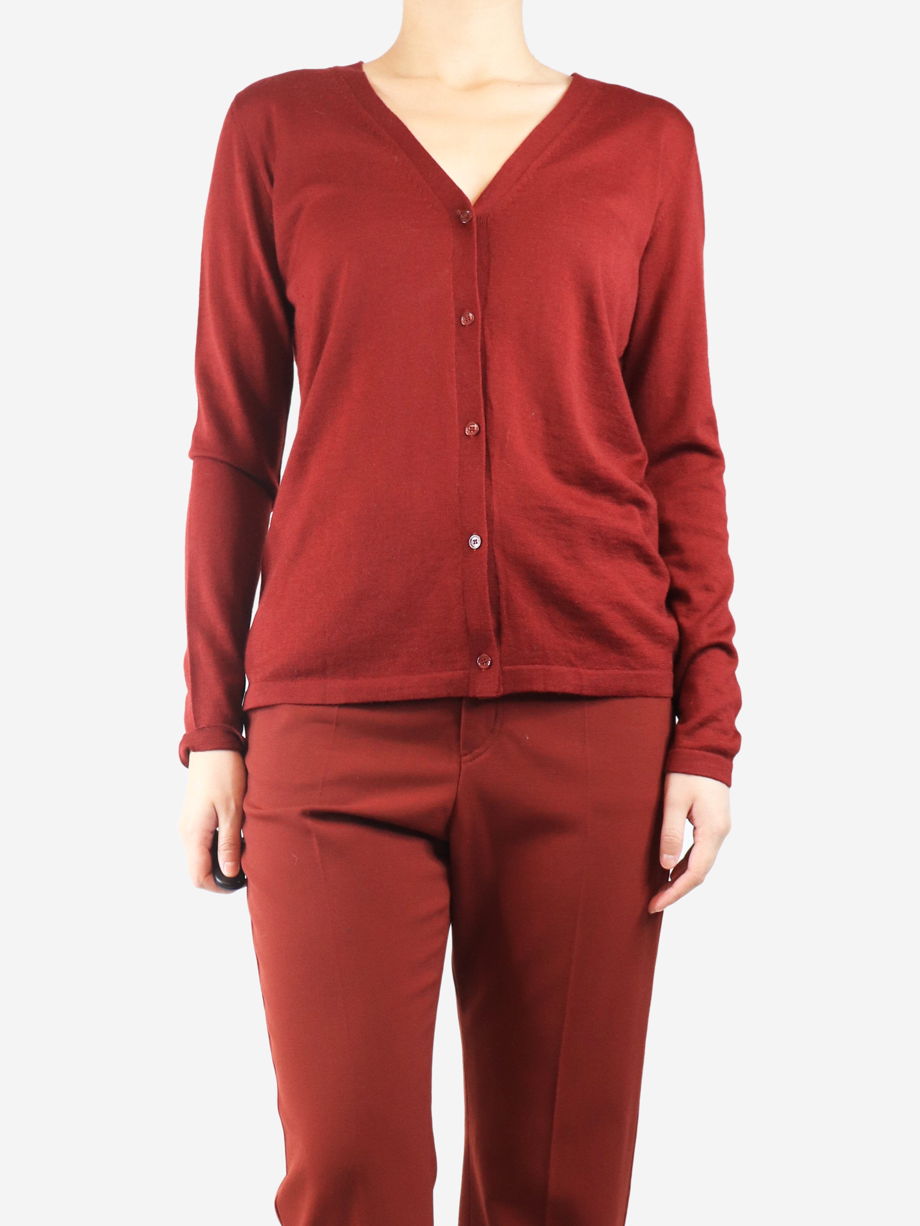 Red thin knit cardigan - size UK 10 Knitwear Max Mara 