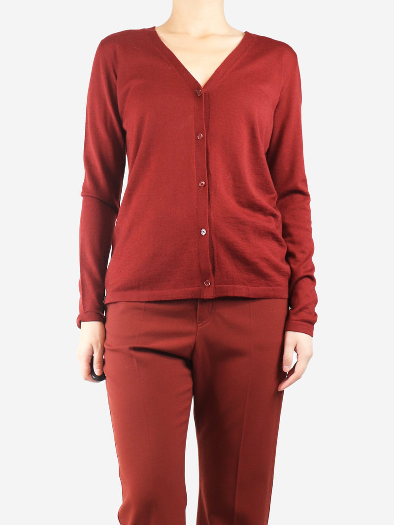 Red thin knit cardigan - size UK 10 Knitwear Max Mara 