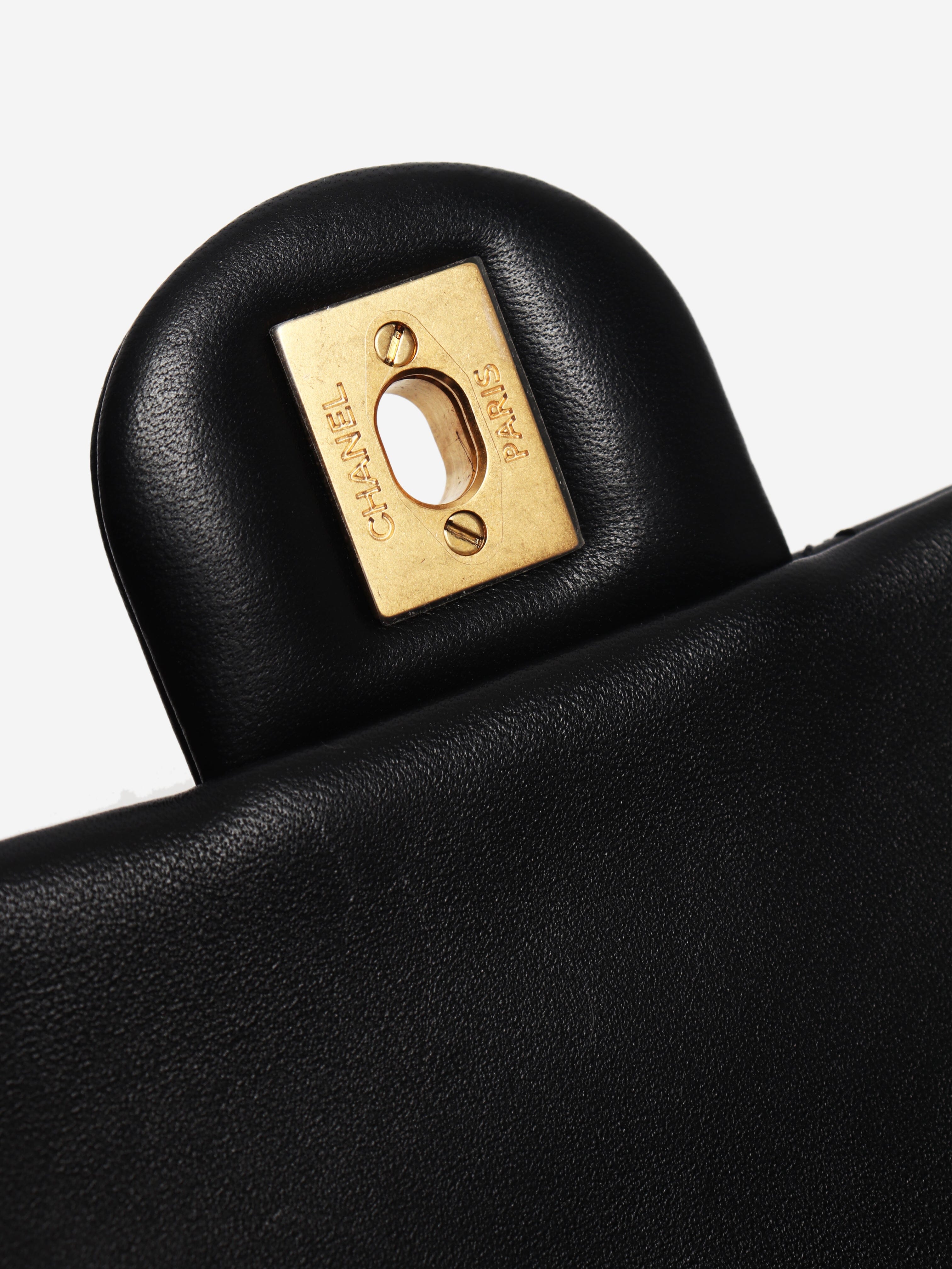 Black mini diamond-quilted lambskin Classic Single Flap bag