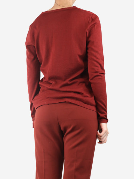 Red thin knit cardigan - size UK 10 alternate image