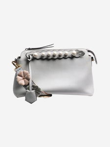 Fendi Grey Vitello Dolce Pearl Scalloped shoulder bag