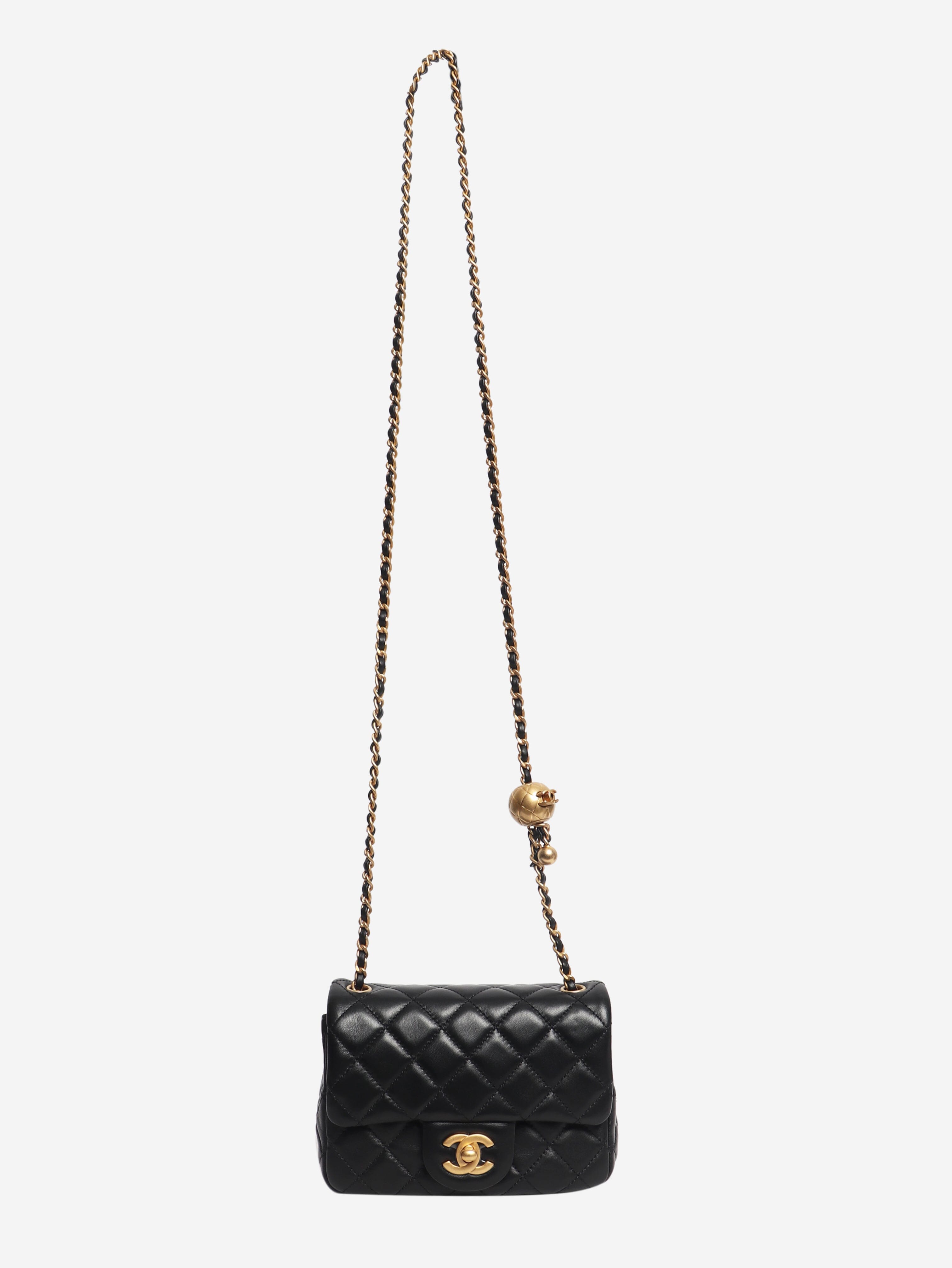 Black mini diamond-quilted lambskin Classic Single Flap bag