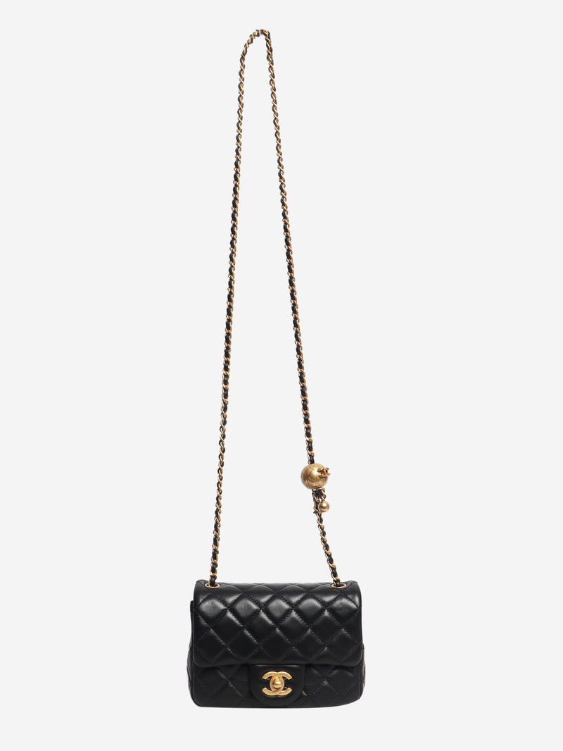 Black mini diamond-quilted lambskin Classic Single Flap bag