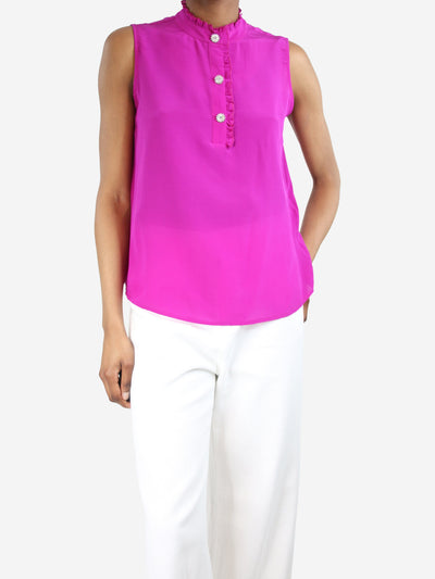 Magenta sleeveless ruffle-trimmed blouse - size UK 8 Tops Claudie Pierlot 