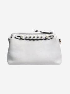 Fendi Grey Vitello Dolce Pearl Scalloped shoulder bag