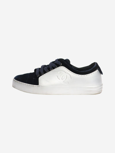Silver and blue velvet-trimmed CC trainers - size EU 37 Trainers Chanel 