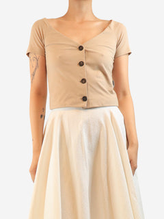 Beige short sleeve button down top - size M Tops Brunello Cucinelli 