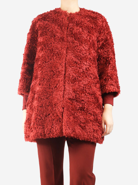 Red mohair coat - size UK 10 product image