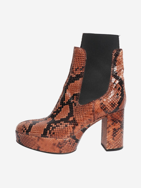 Brown snakeskin platform ankle boots - size EU 38 product image