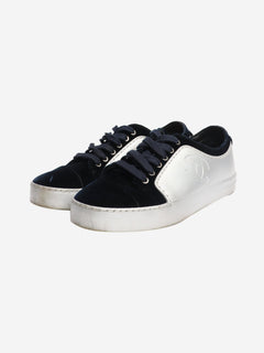Silver and blue velvet-trimmed CC trainers - size EU 37 Trainers Chanel 