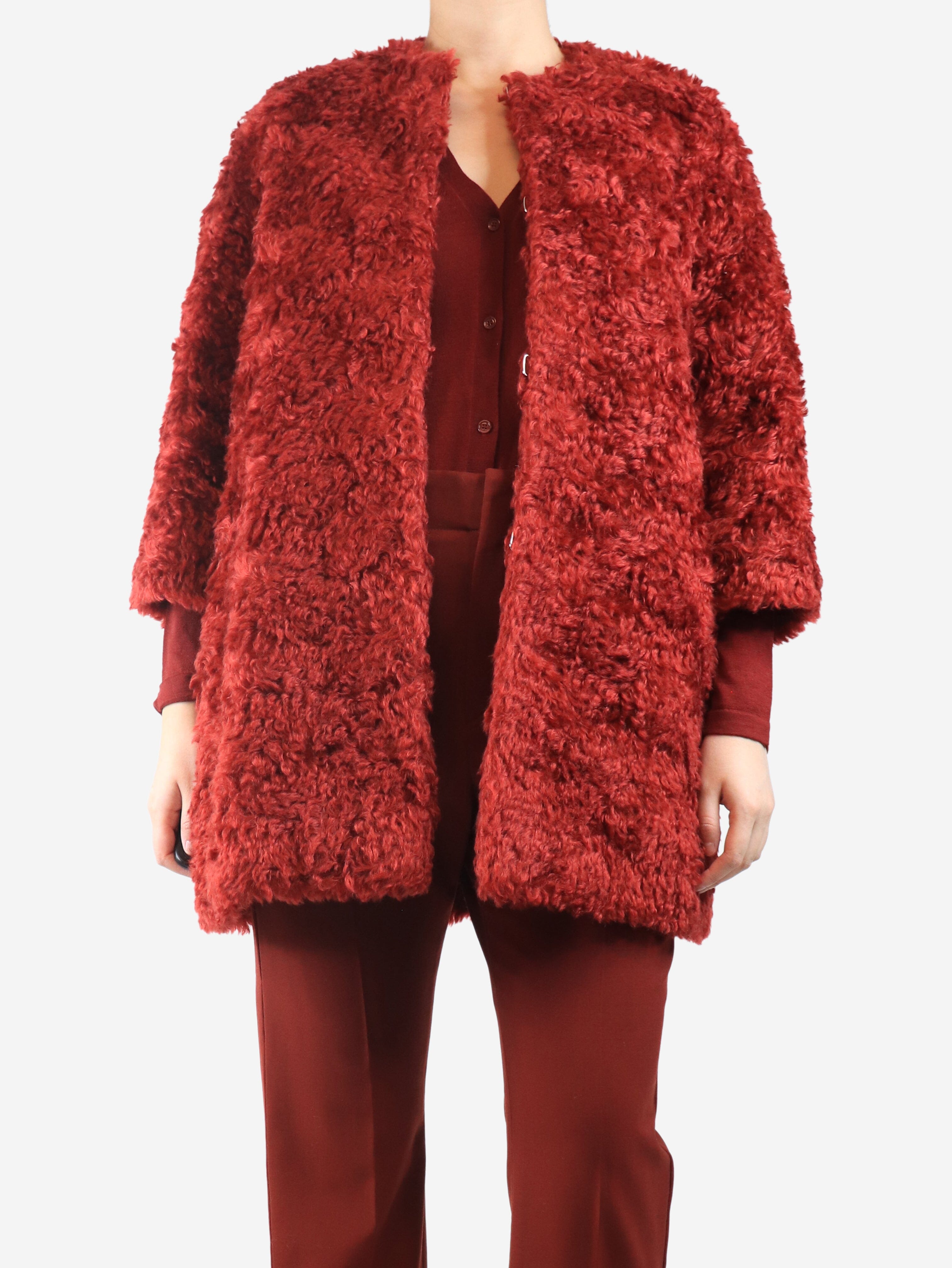 Red mohair coat - size UK 10 Coats & Jackets Isa Arfen 