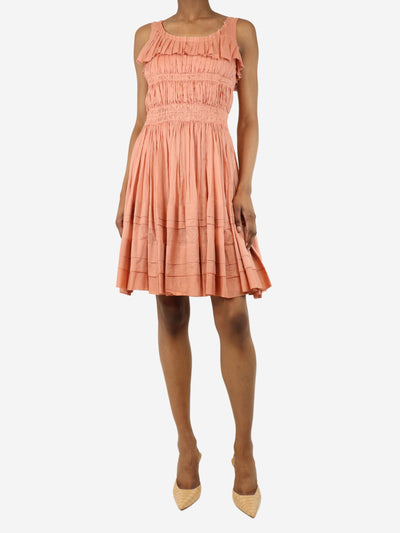 Coral pink ruffled midi dress - size UK 4 Dresses Nina Ricci 