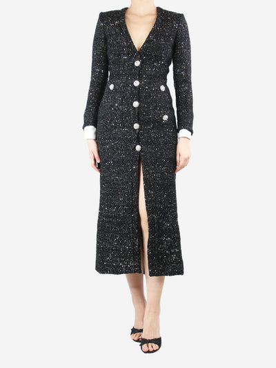Black tweed sequin embellished midi dress - size UK 8 Dresses Alessandra Rich 