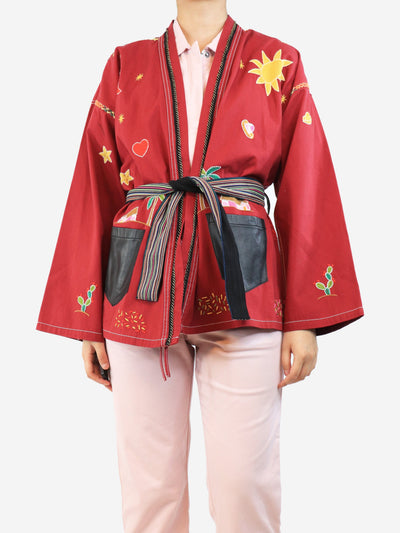 Dark red embroidered Kimono - One size Coats & Jackets Monoki 