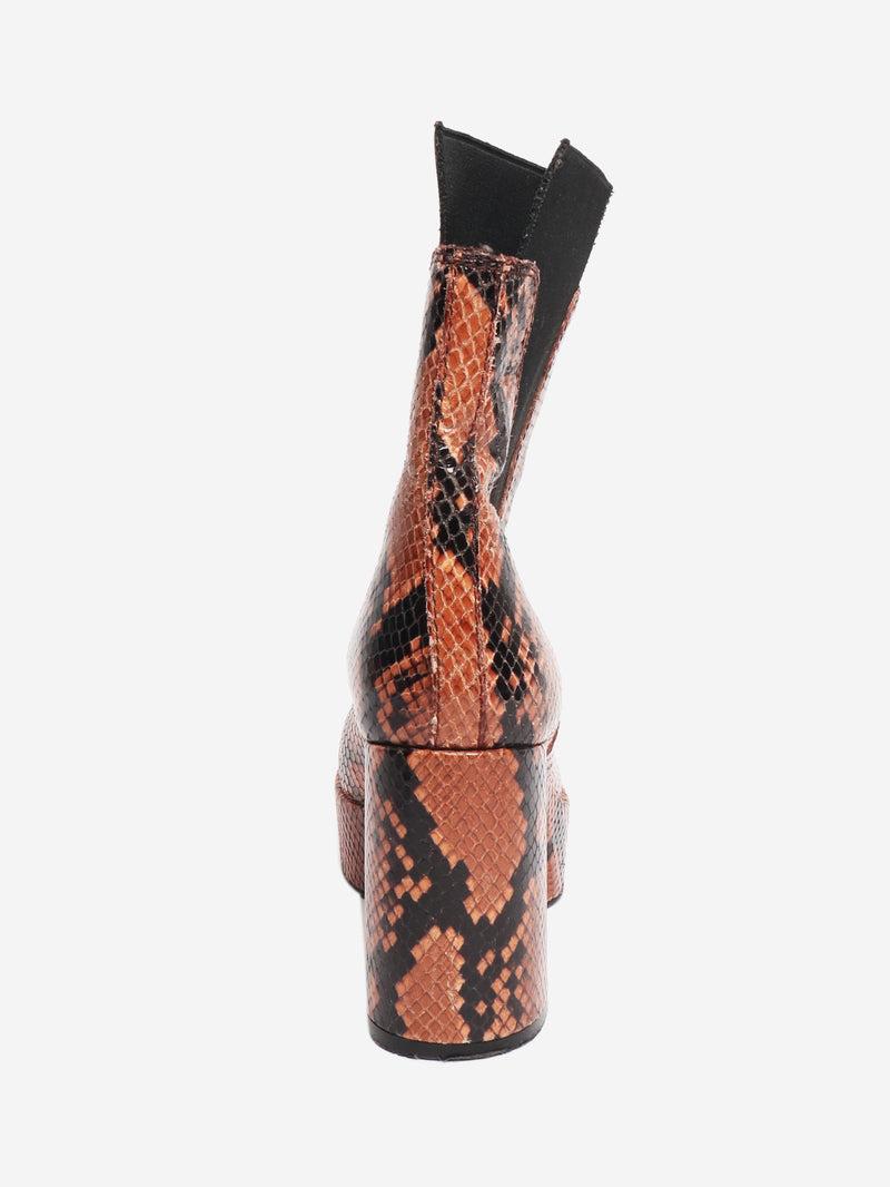 Brown snakeskin platform ankle boots - size EU 38