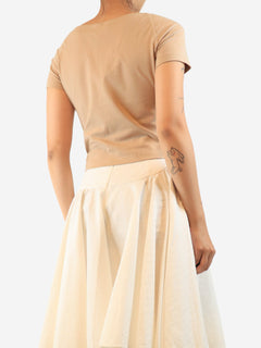 Beige short sleeve button down top - size M Tops Brunello Cucinelli 