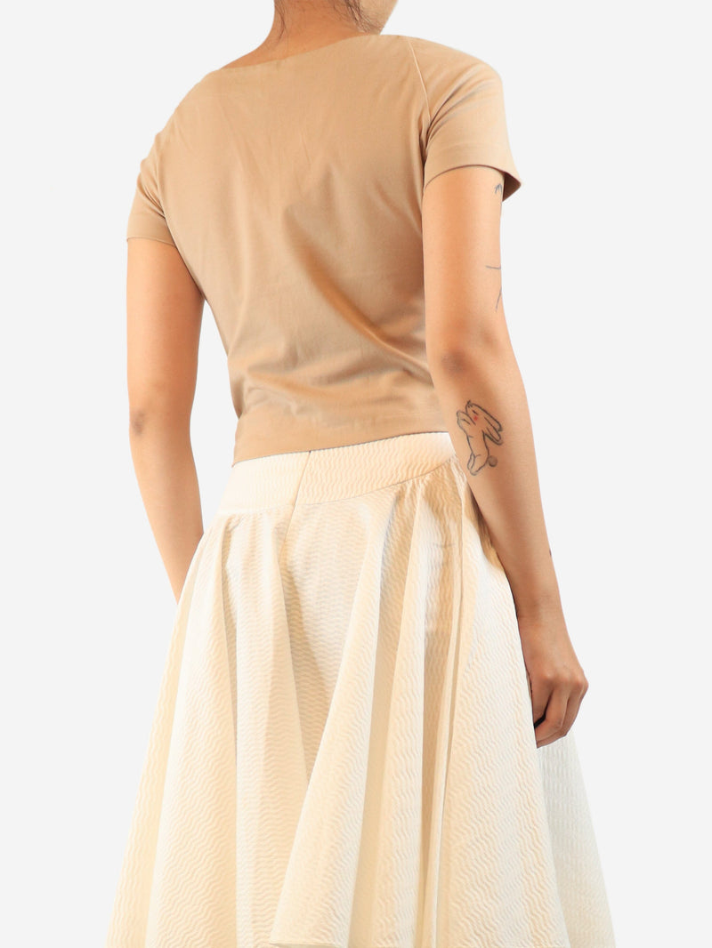 Beige short sleeve button down top - size M Tops Brunello Cucinelli 