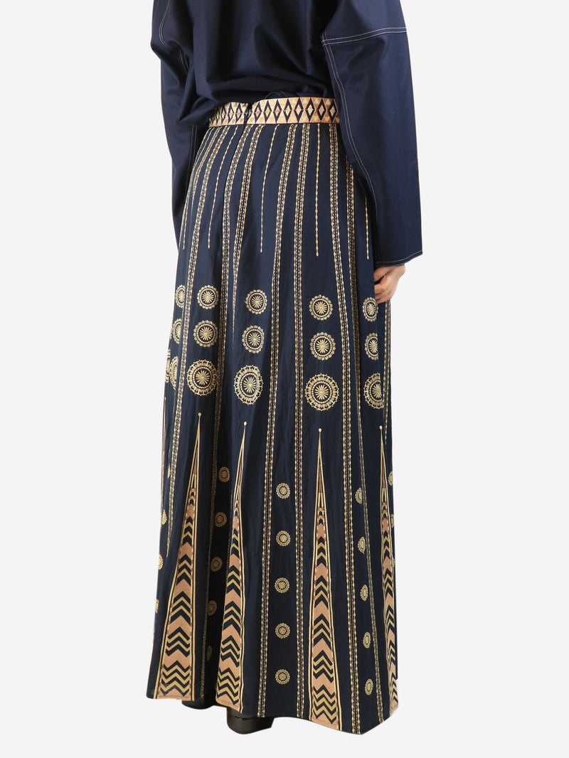 Navy embroidered maxi skirt - size UK 14 Skirts Emporio Sirenuse 