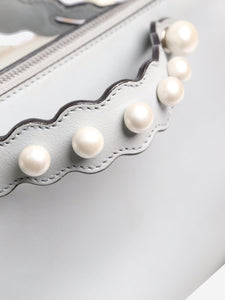 Fendi Grey Vitello Dolce Pearl Scalloped shoulder bag