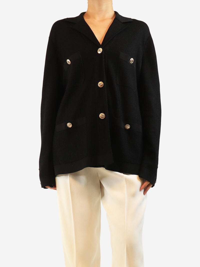 Black knit cardigan jacket - size UK 18 Knitwear Chanel 