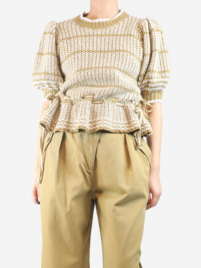 Green and white short-sleeve knit top - size M Knitwear Ulla Johnson 