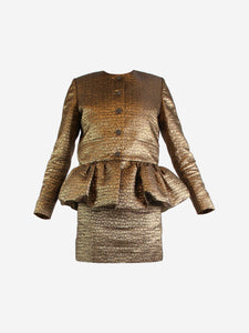 Liberowe Gold metallic jacquard jacket, top and skirt set - size S