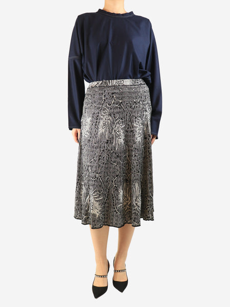 Black and silver lurex midi skirt - size UK 12 alternate image