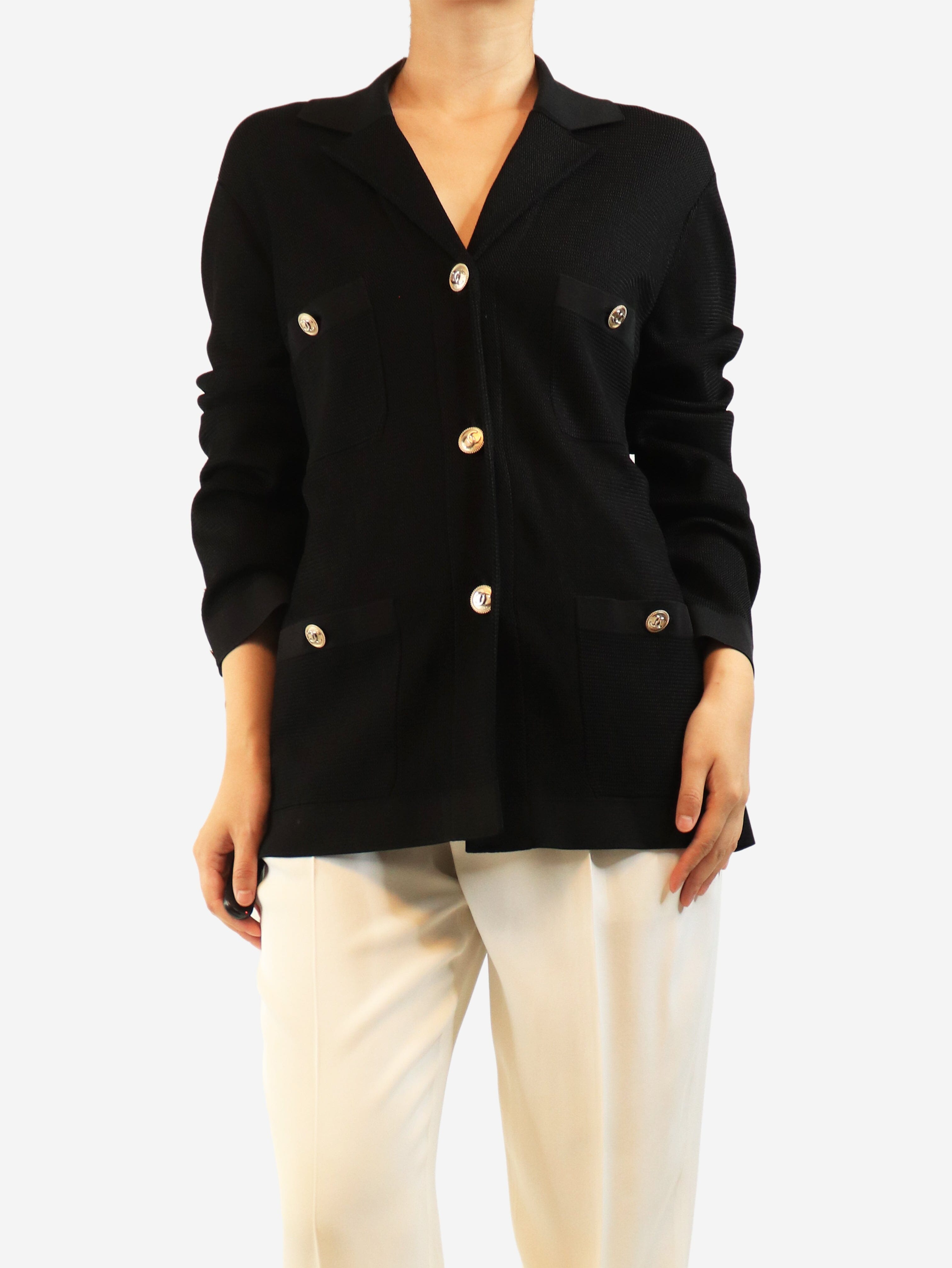 Black knit cardigan jacket - size UK 18 Knitwear Chanel 
