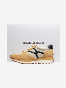 Veronica Beard Ecru Valentina suede and canvas trainers - size EU 39.5