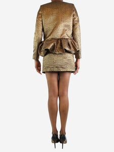 Liberowe Gold metallic jacquard jacket, top and skirt set - size S