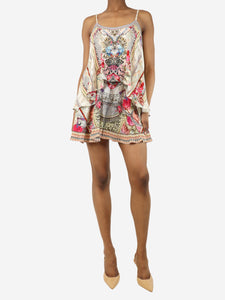 Camilla Multi silk flared playsuit - size XS