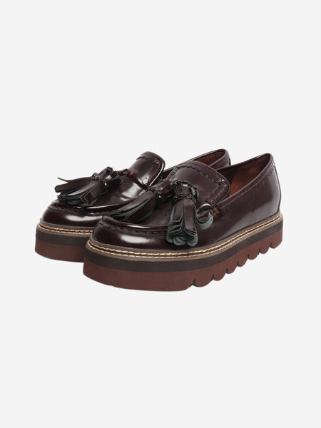 Burgundy platform tassel loafers - size EU 38 alternate image