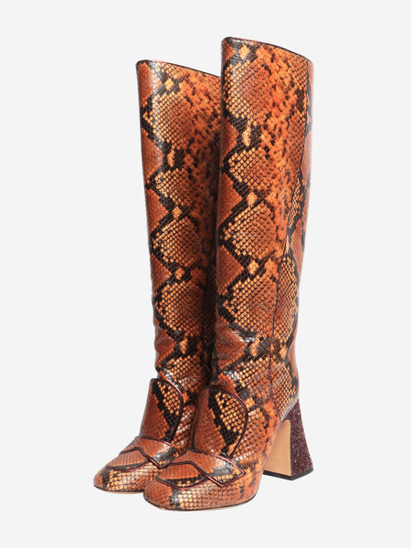 Brown snakeskin knee-high boots - size EU 36 alternate image
