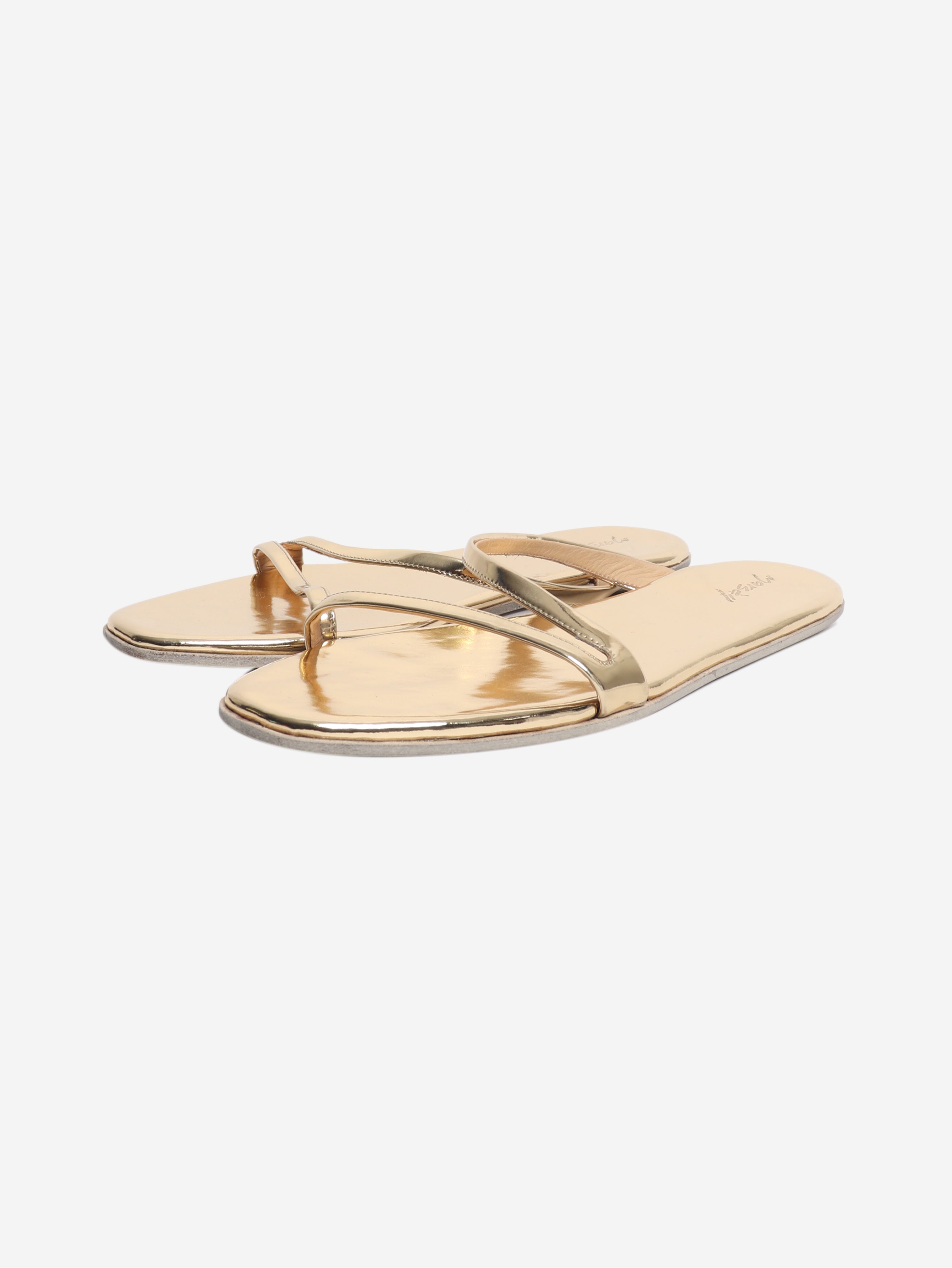 Gold patent sandals - size EU 40