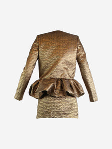 Liberowe Gold metallic jacquard jacket, top and skirt set - size S