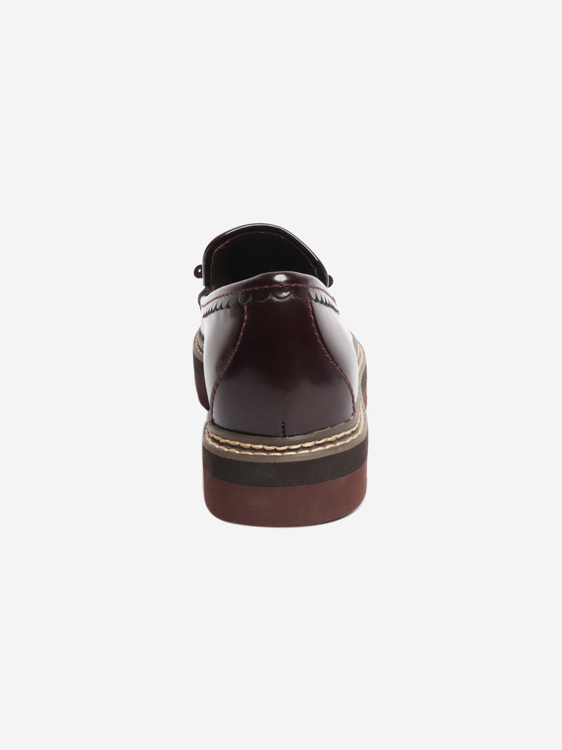 Burgundy platform tassel loafers - size EU 38