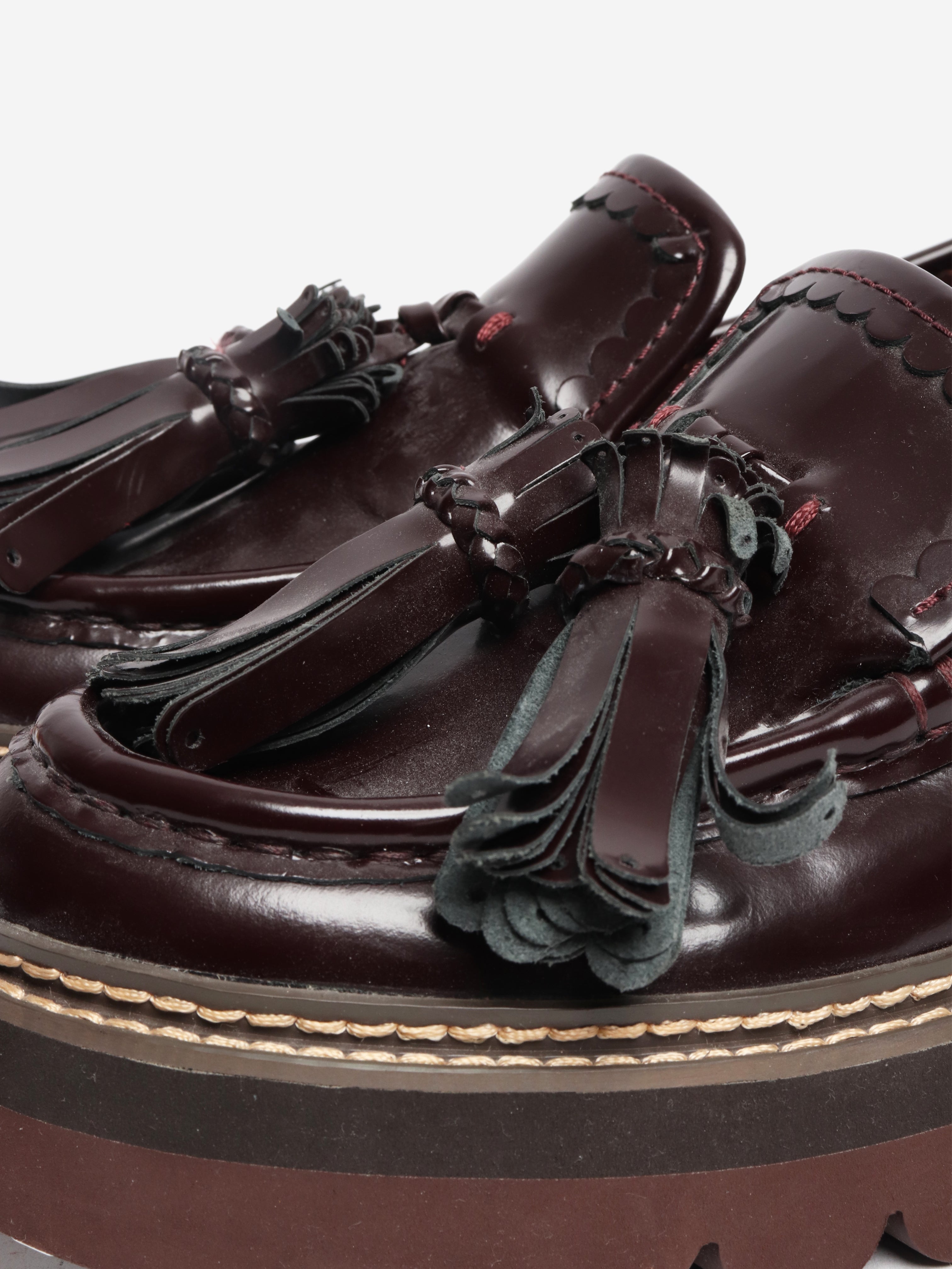 Burgundy platform tassel loafers - size EU 38