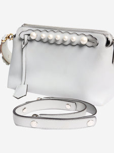 Fendi Grey Vitello Dolce Pearl Scalloped shoulder bag