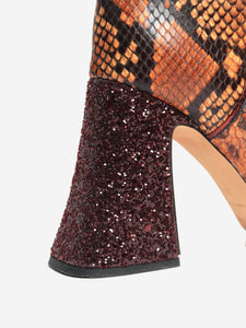 Rochas Brown snakeskin knee-high boots - size EU 36