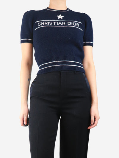 Navy wool spell-out top - size UK 10 Knitwear Dior 