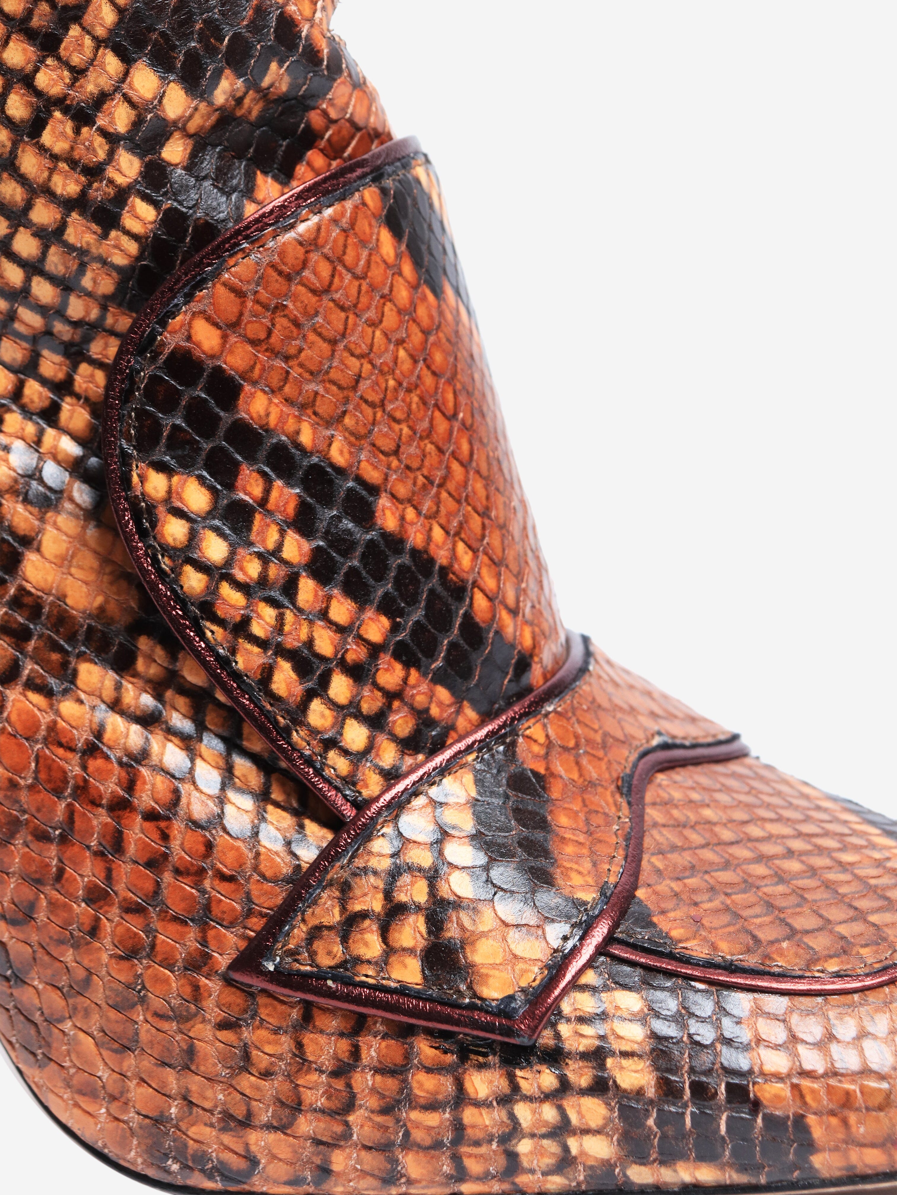 Brown snakeskin knee-high boots - size EU 36 Boots Rochas 