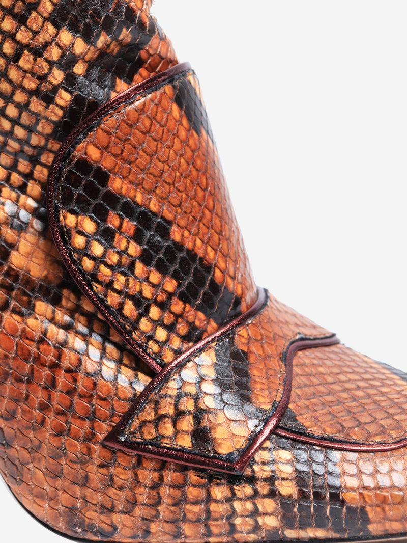 Brown snakeskin knee-high boots - size EU 36 Boots Rochas 