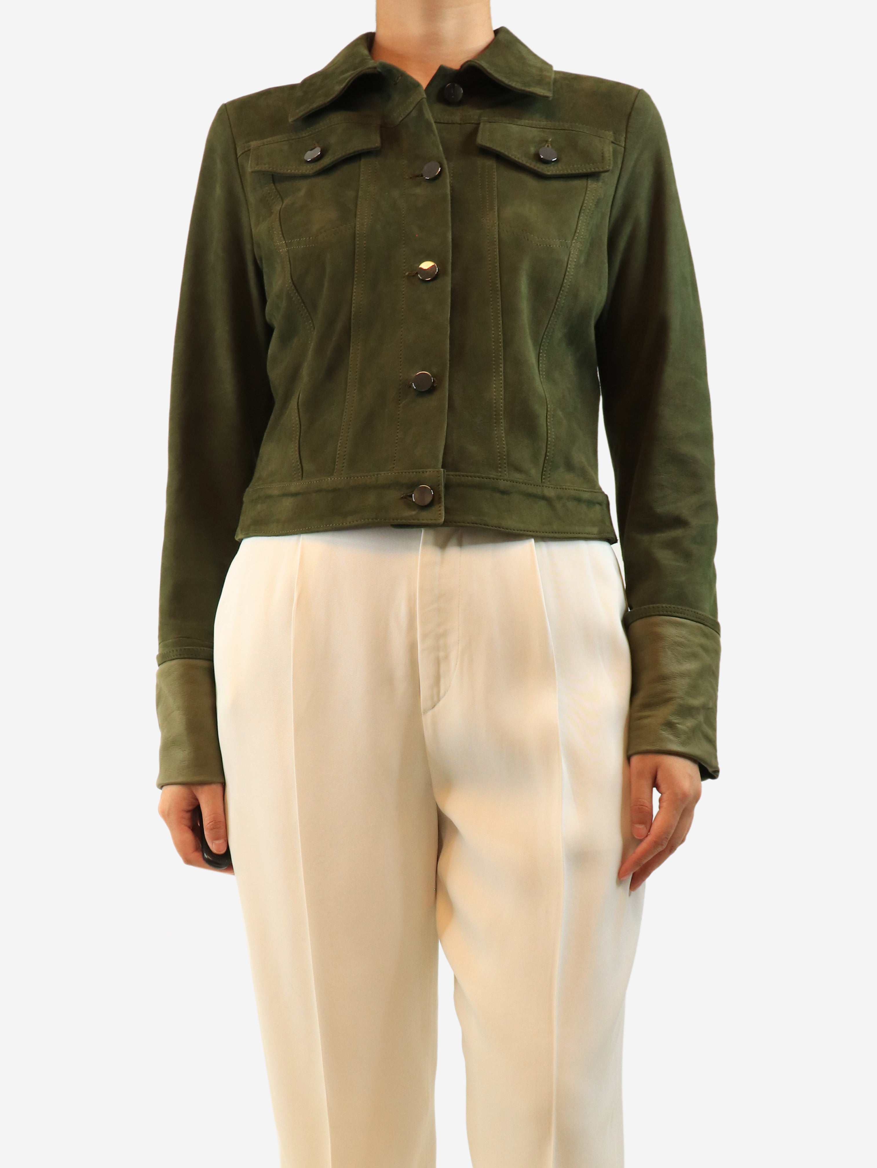 Iris & Ink Green suede jacket - size UK 10